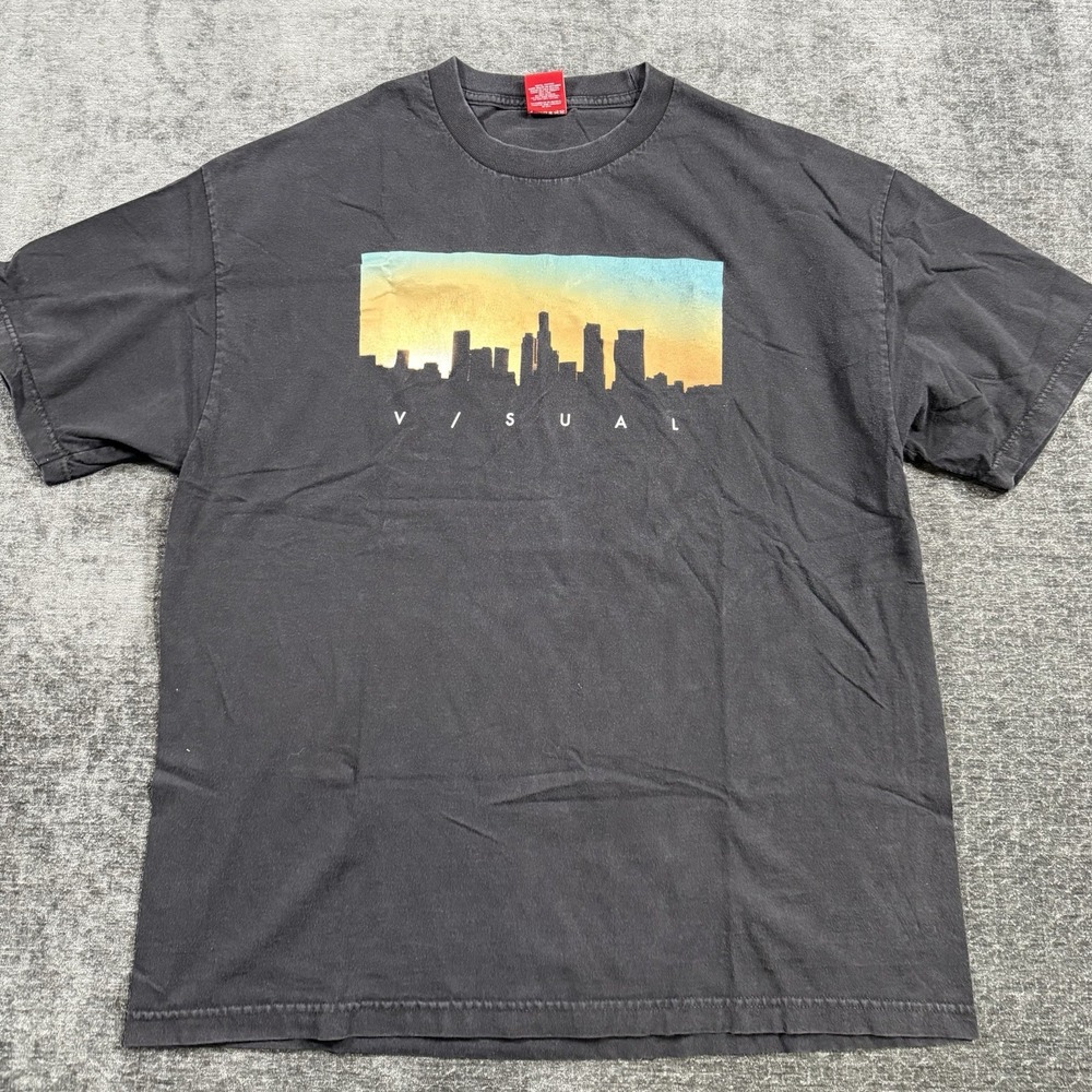 Visual by Van Styles Men's Black City Graphic T-Shirt Short Sleeve Size XL